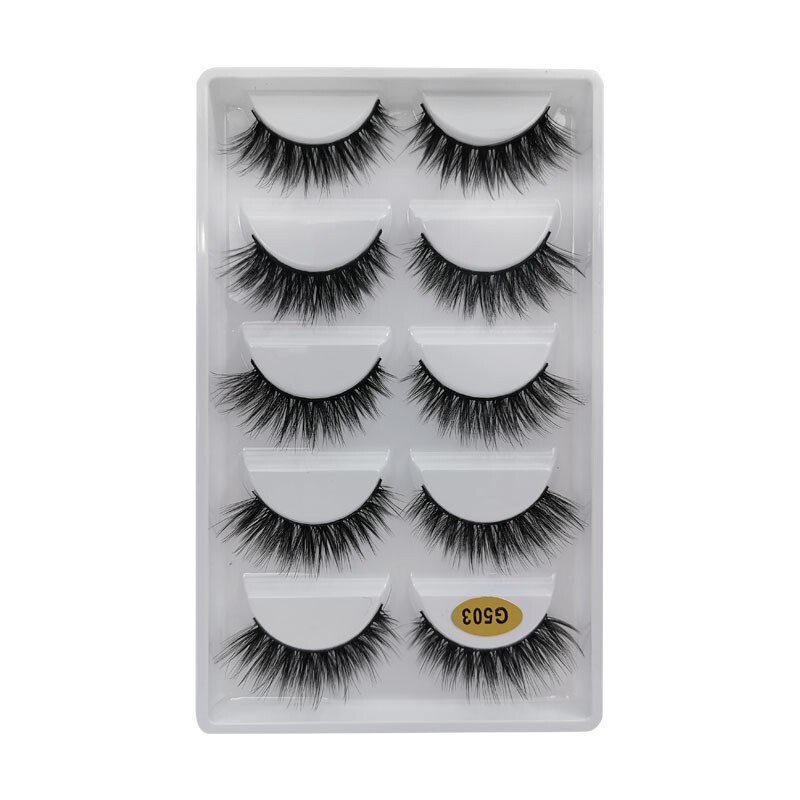 G503 Long & Wispy False Eyelashes 3D Volume, Reusable, Perfect for Dramatic 5pcs