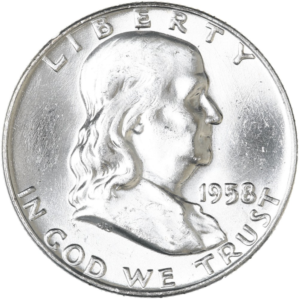 1958 D Franklin Half Dollar 90% Silver BU