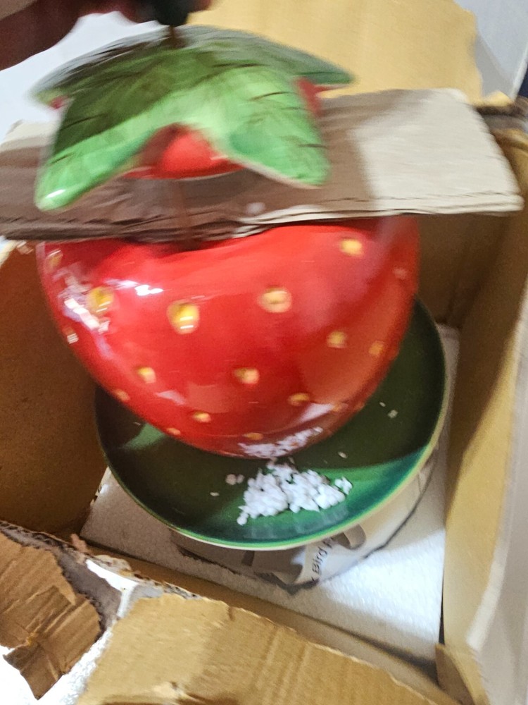 Ceramic Strawberry Hanging Bird Feeder - Cracker Barrel Original