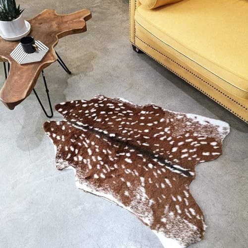 Faux Deer Rug 3x3.6 Feet Sika Deer Hide Carpet Animal Printed Rug Cow Hides