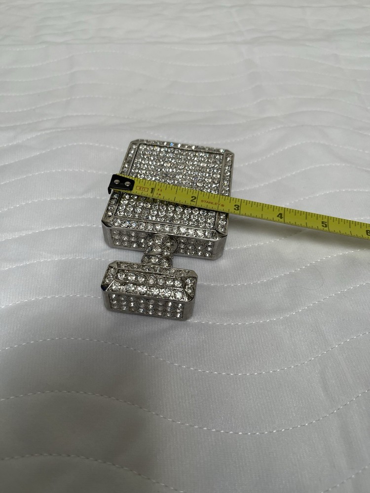 Clock Bling Rhinestone Flask Shape Shine Square Silver