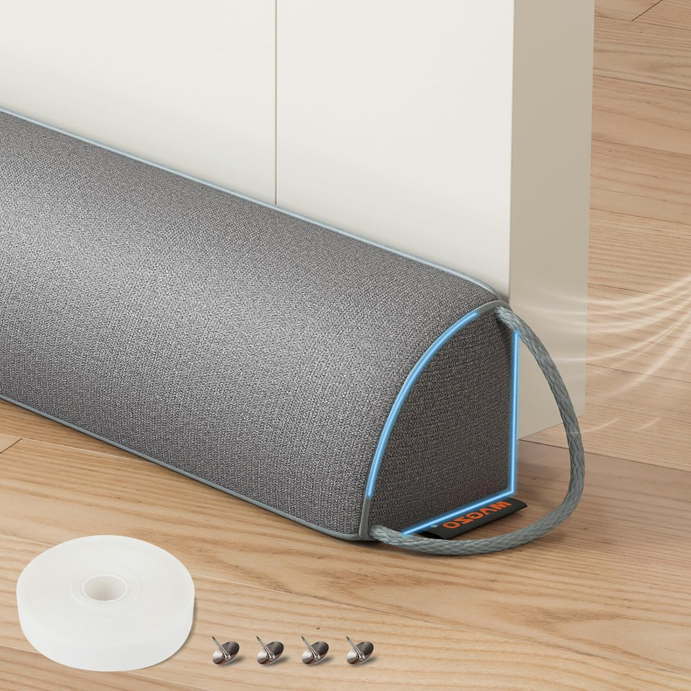 Door Draft Stopper 36 Inch Weighted Triangular Snake Winter Gray