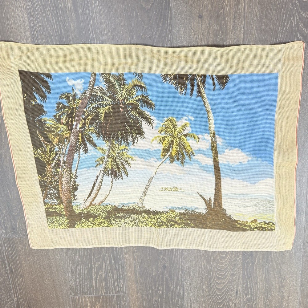 Palm Trees Paradise Needlepoint Tapestry Completed