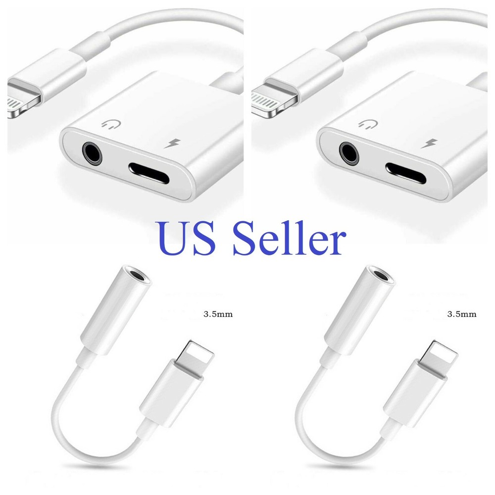 Smartphone Headphone Adapter 3.5mm Aux Audio Cable Connector, Audio+Charger (2)