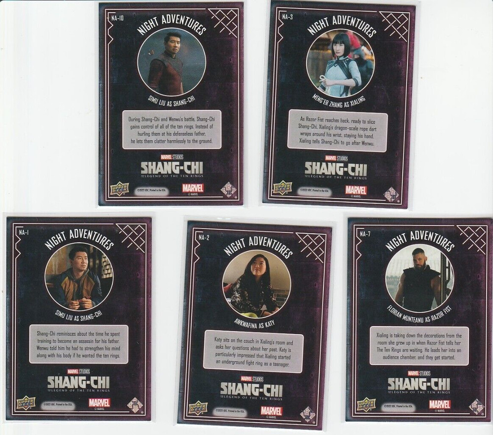 2023 UPPER DECK MARVEL STUDIOS SHANG-CHI NIGHT ADVENTURES INSERT LOT (5) W/ RED