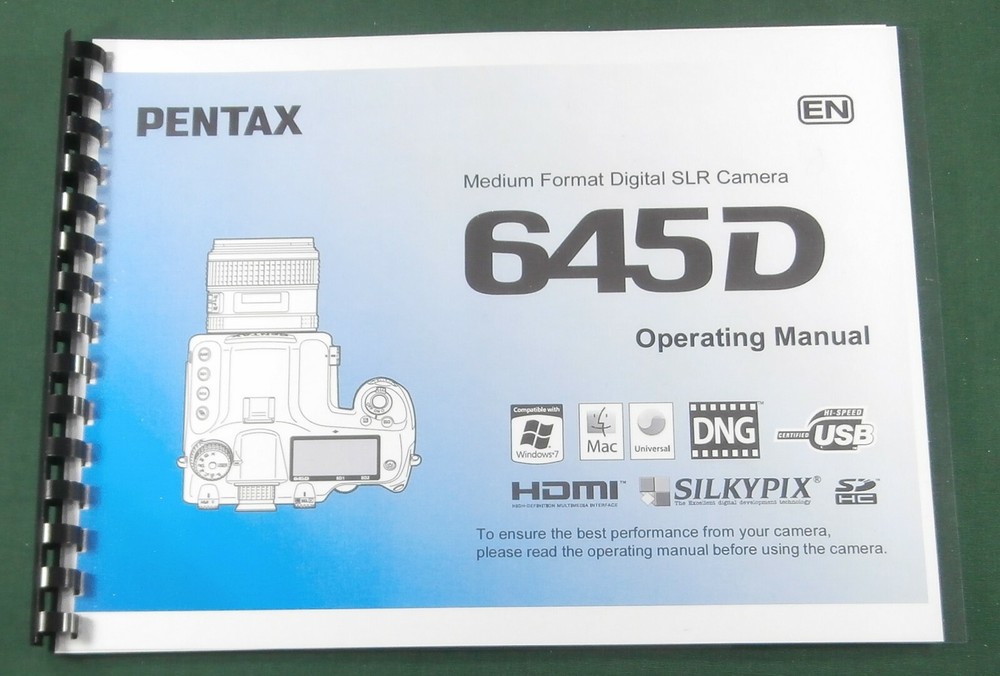 Pentax 645D Operating Manual: 108 Pages & Protective Covers!