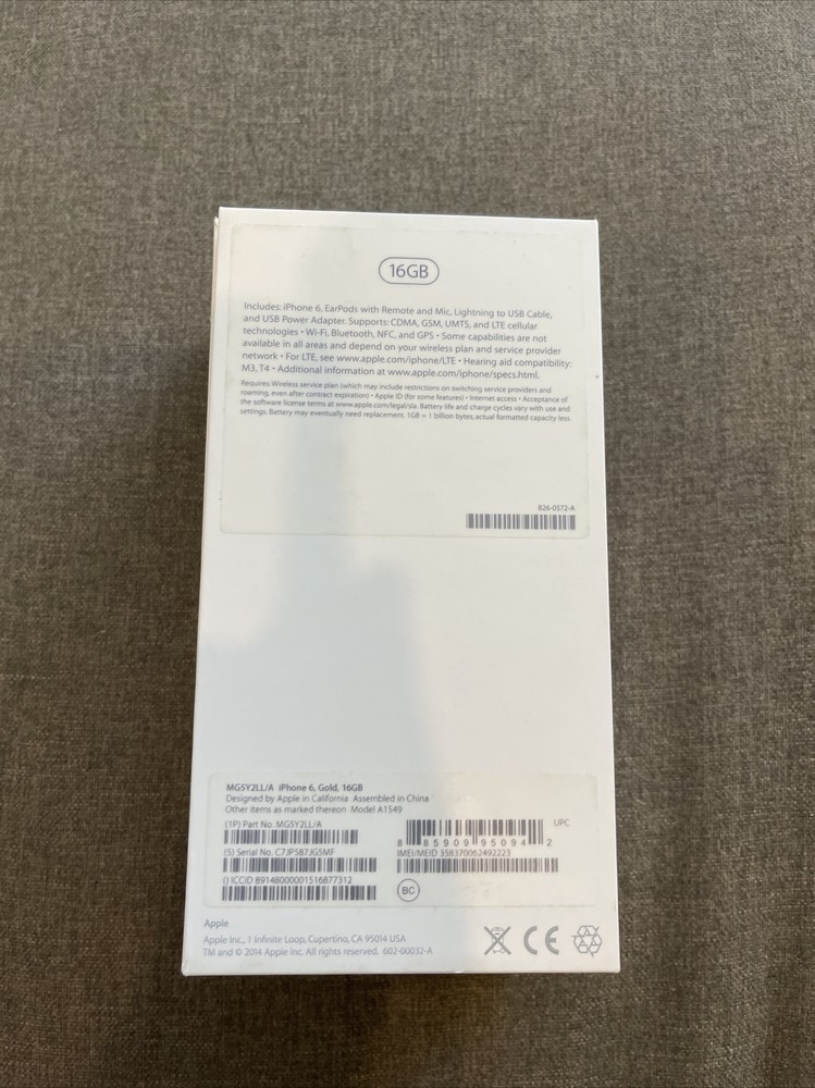 Apple iPhone 6 16GB Empty Box only Gold - With Inserts