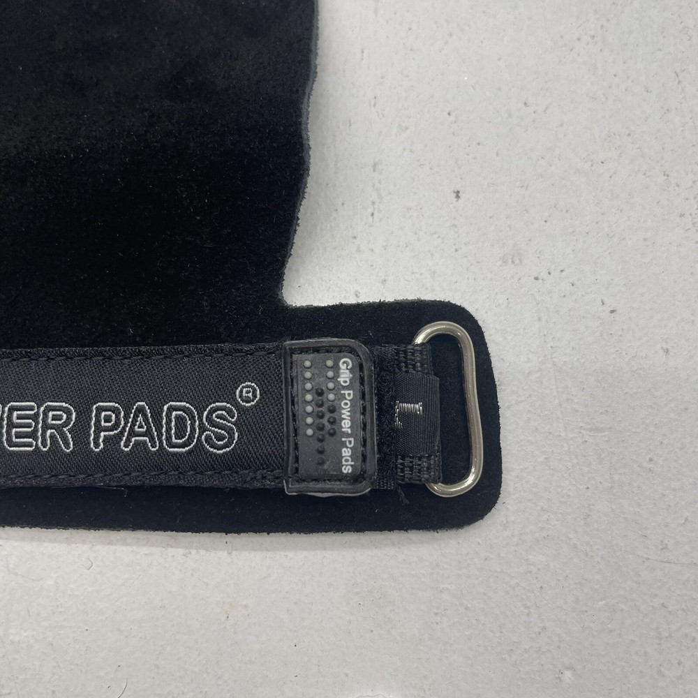 Grip Power Pads For Weight Lifting With Adjustable Hook & Loop Strap Black Large