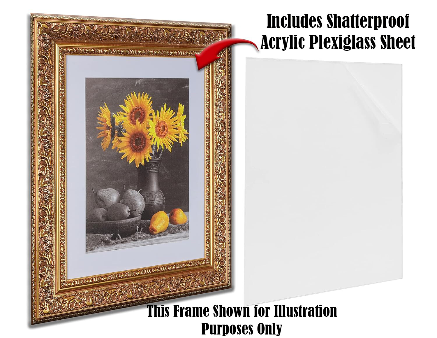 Custom Matted Picture Poster Frame & Mat 3" Gold French Ornat 1946 16x20 24x36
