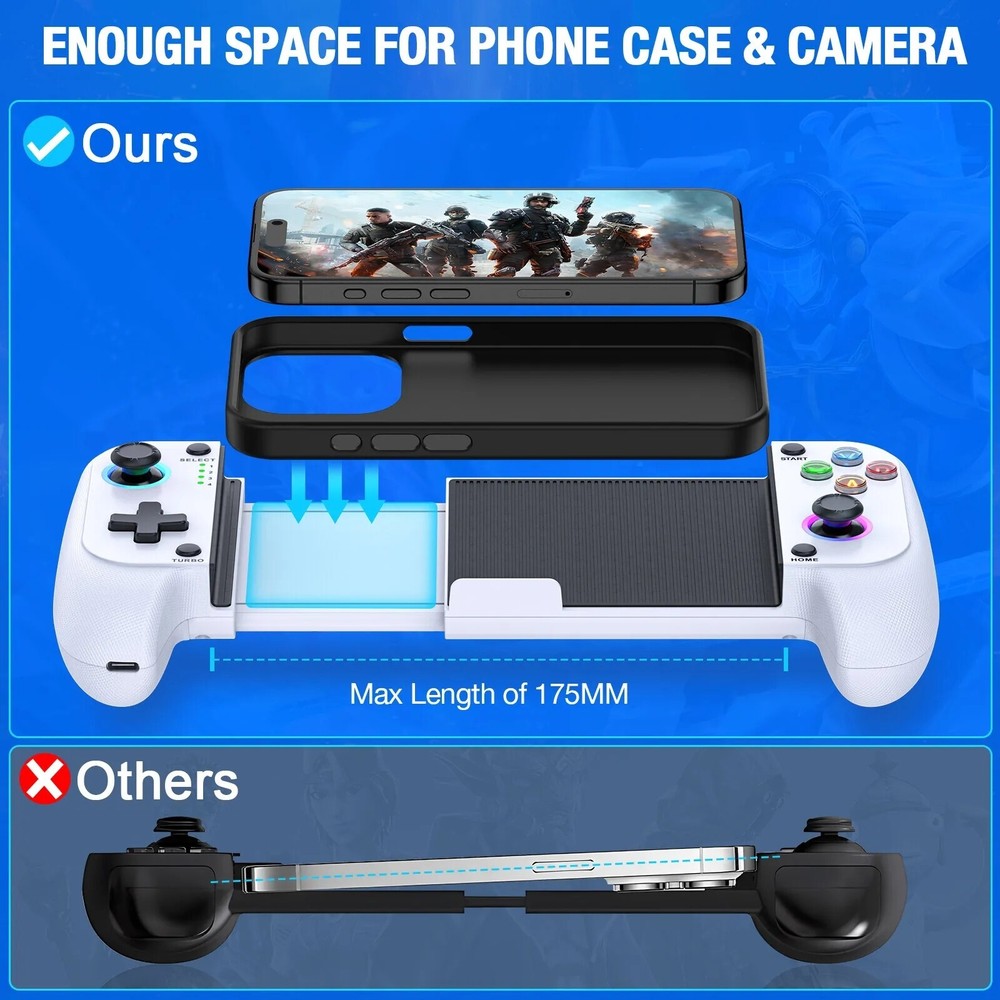 Wireless Phone Controller for iPhone/Android,Mobile Gaming Controller for iOS