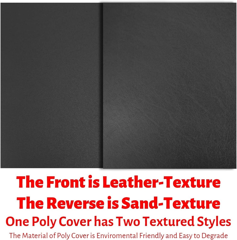 Leather Textured Polycovers - Binding Covers 8-1/2 x 11, Black Back Covers