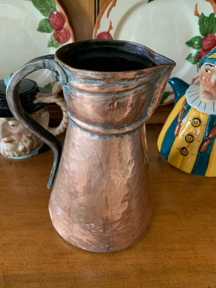 Lovely Antique Hand Hammered Copper 9" Pitcher
