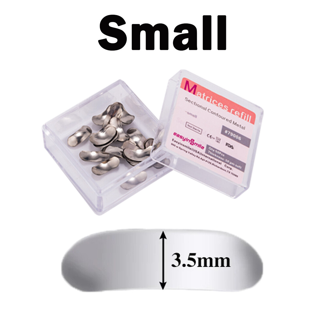 50Pcs Dental Matrices Bands Sectional Contoured Metal Matrix bands soft S/M/L US