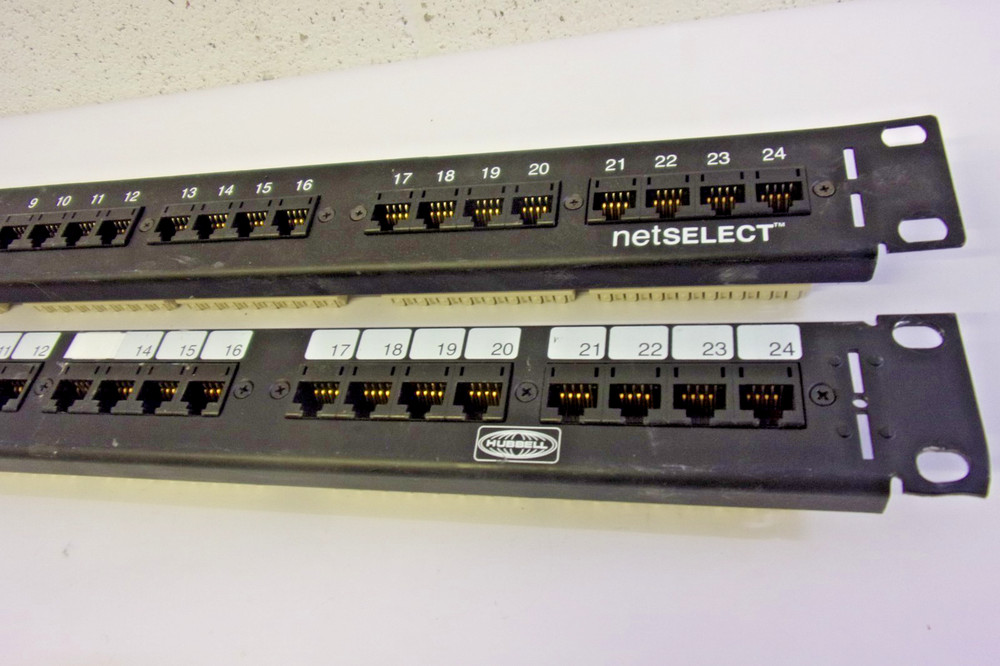 (2) 24 Port Data Patch Panel. Cat 5e RJ45 Rack Mount 1U