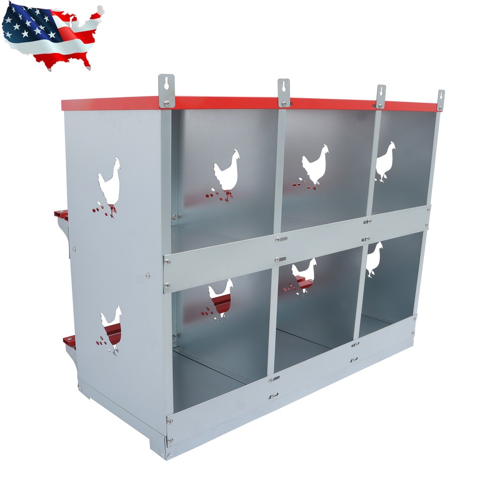 Galvanized Steel Chicken Laying Boxes 6 Compartment Nesting Boxes for Chickens