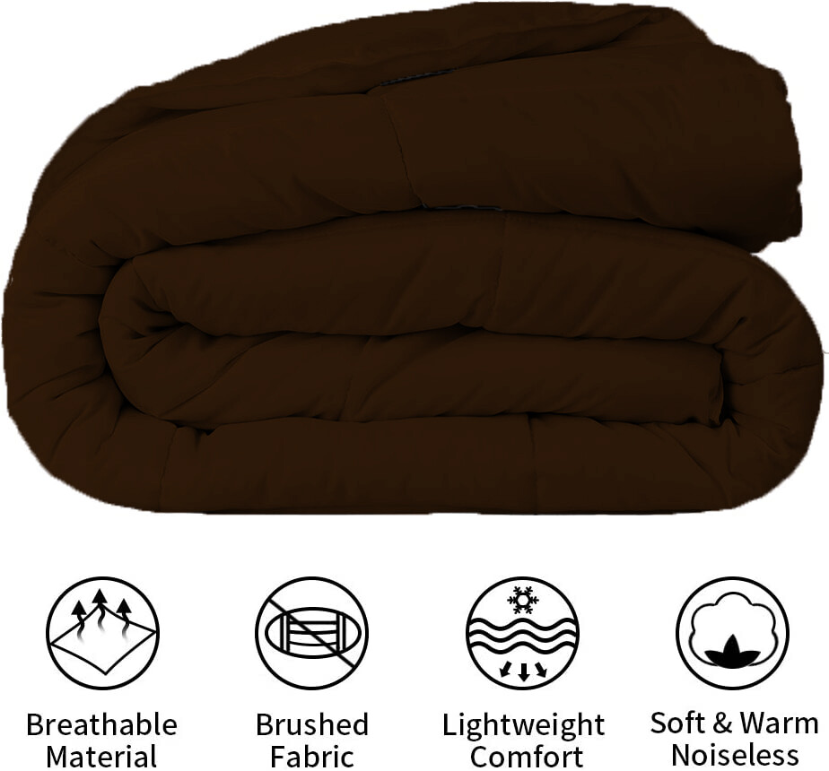 Deluxe 1000TC Chocolate Down Alternative Comforter 100% Cotton Solid Pattern