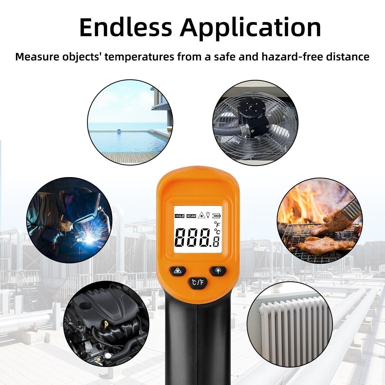 LCD Digital Non-contact Laser IR Infrared Thermometer Temp Meter Temperature Gun