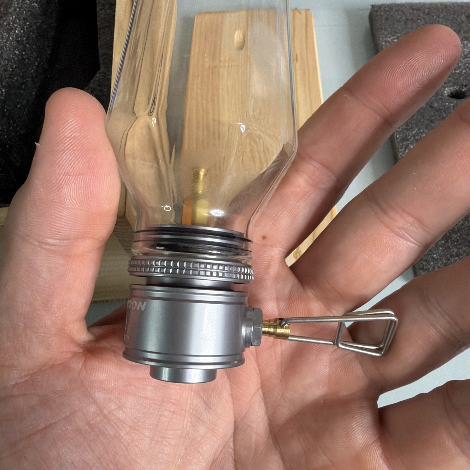 CAMPINGMOON Camping Gas Lantern with Wooden Lantern Case T-1