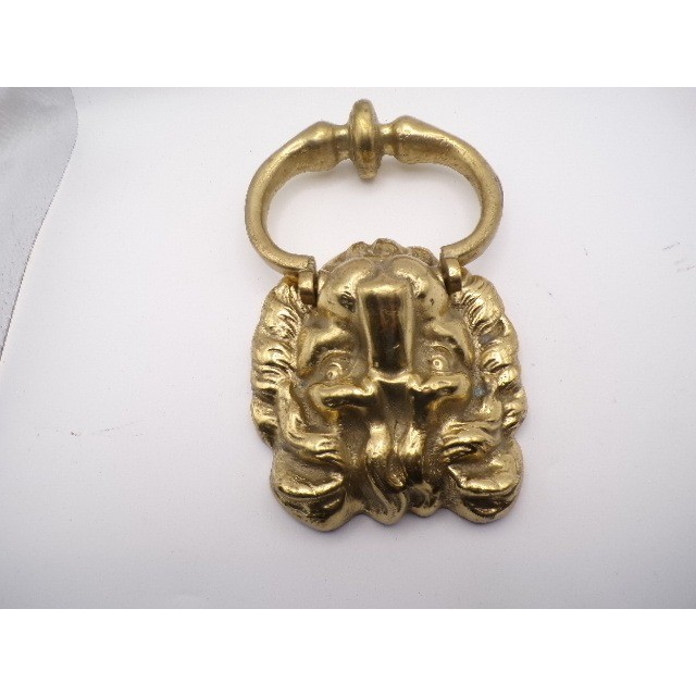 Vintage Heavy Ornate Brass Lion Head Door Knocker Ring Pull Handle