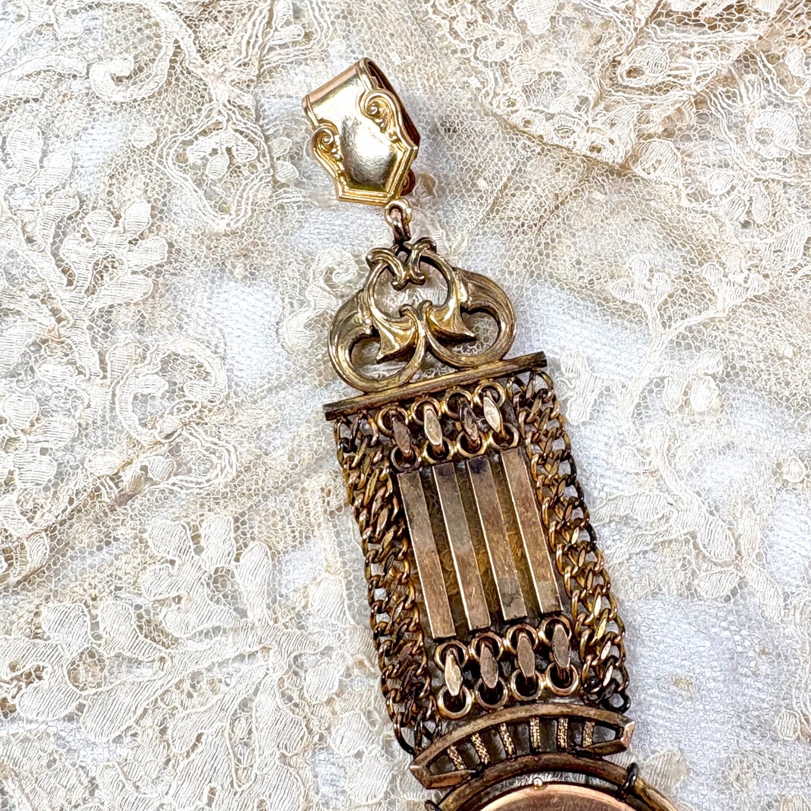 Antique Victorian Gold Filled Initial E Locket Watch Fob Pendant Charm Etched