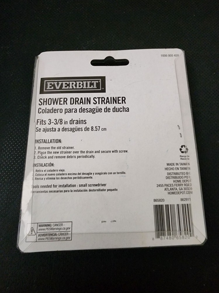 Everbilt Shower Drain Strainer 3-3/8" 865820