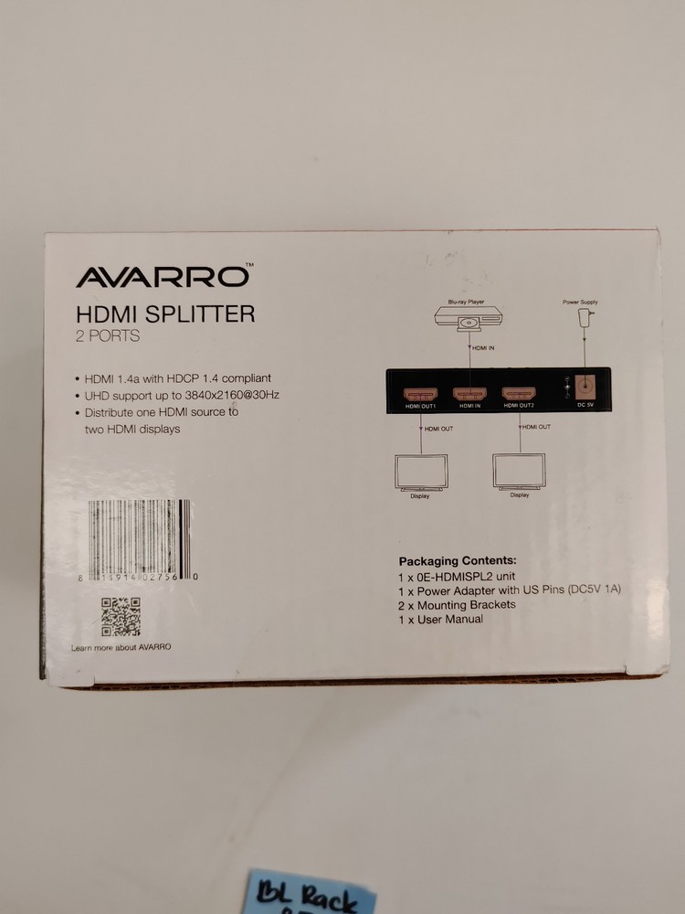 WBOX - 4K UHD HDMI Splitter - OE-HDMISPL2 - NEW