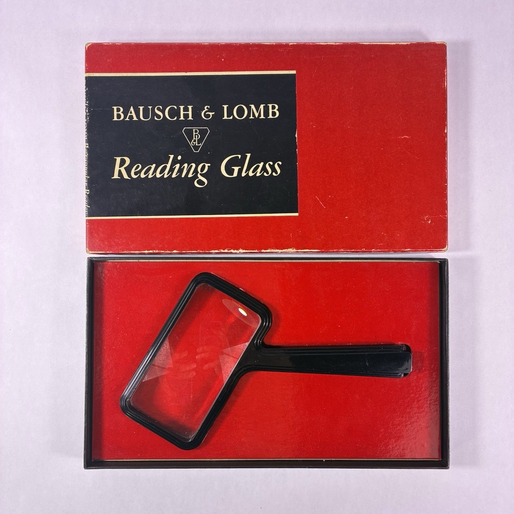 Vtg Bausch & Lomb Rectangular Reader Magnifying Reading Glass w/ Original Box
