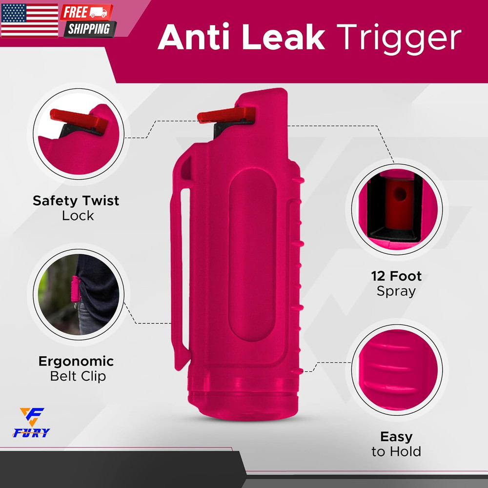 Hardshell Pepper Spray - 12Ft Range, Max Strength, UV Dye Identifier, Anti-Leak