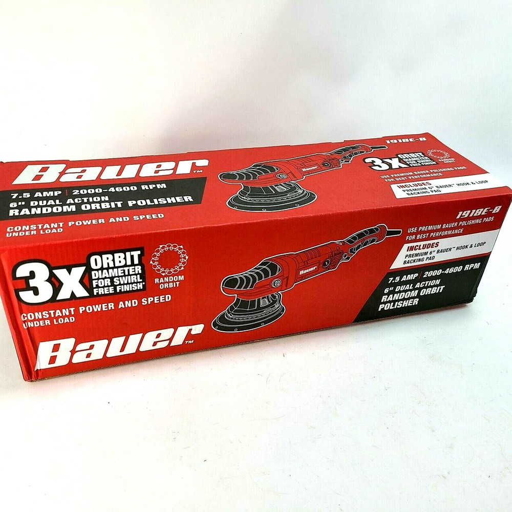 Bauer 20MM 6" 7.5 Amp Dual Action Random Orbit Polisher Buffer Variable Speed