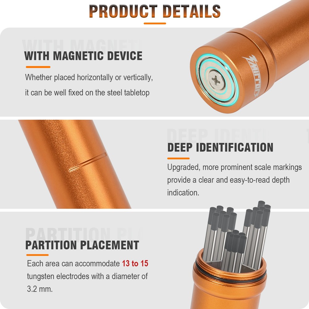 3mirrors Tungsten Storage Solution 3-Section Divider Holder Orange Magnetic Box