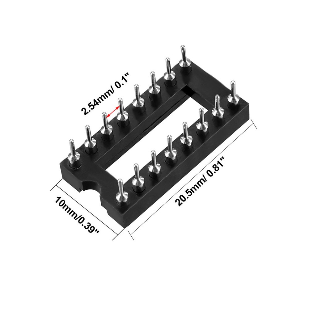 10 PCS IC Chip Socket Adapter，2.54mm Pitch 7.6 Row Pitch