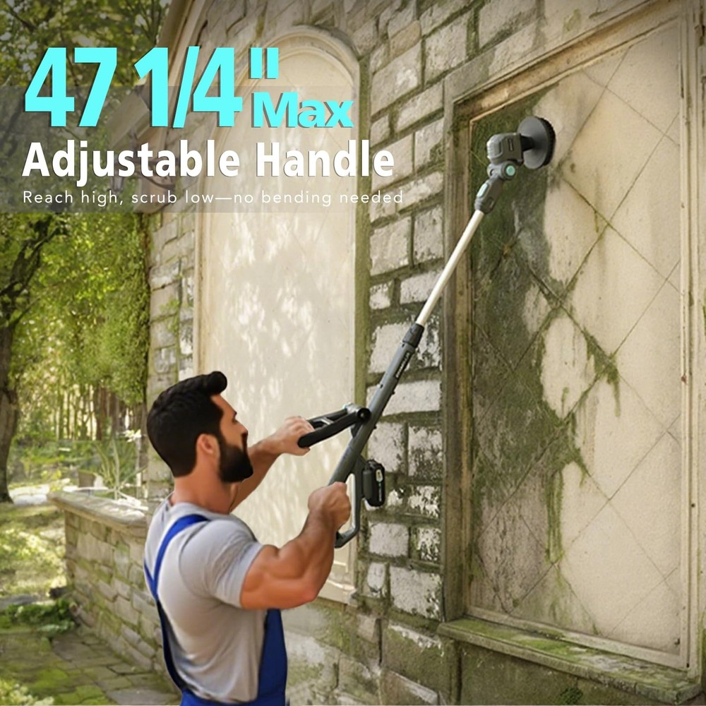 20V Cordless Spin Scrubber with Replaceable Battery, Electric Cleaning Brush ...