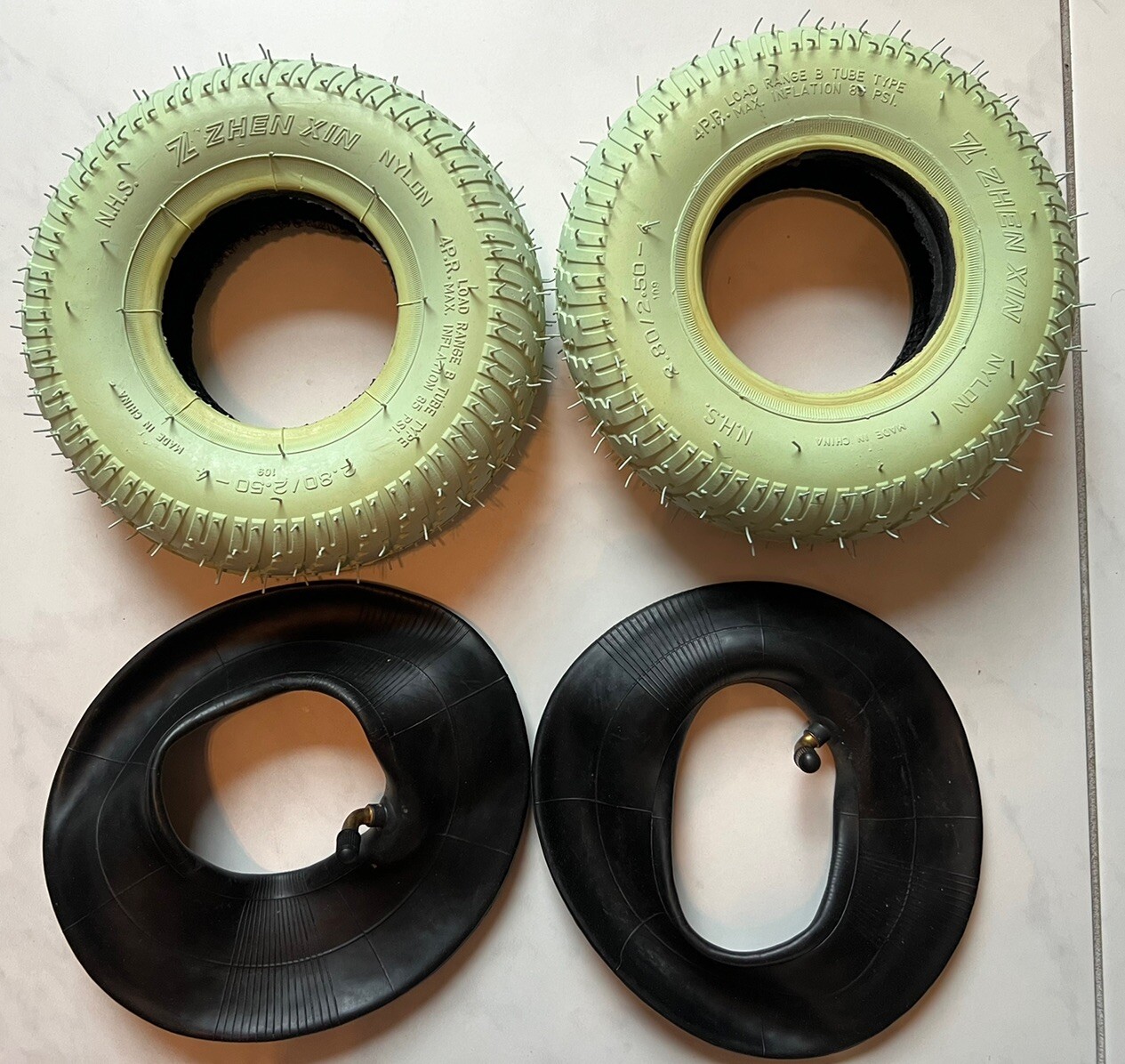 Zinger chair wheelchair tires and Tubes. Pair.
