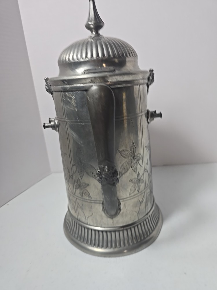 Antique 1879 Silver Plated Reed & Barton Coffee Ice Pitcher 14"