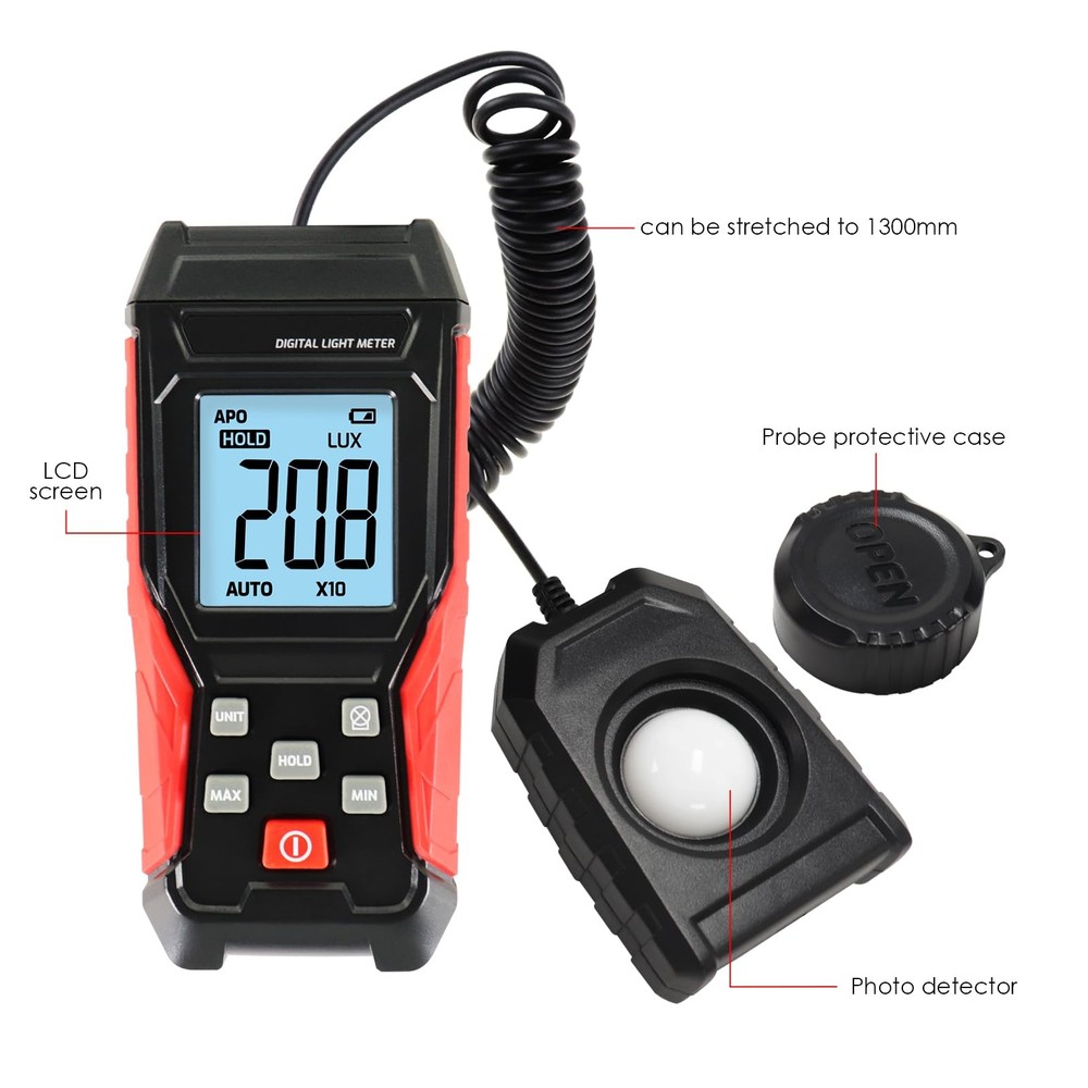 Digital Lux Light Meter Handheld 360 Rotating Sensor 0200,000 Range Test