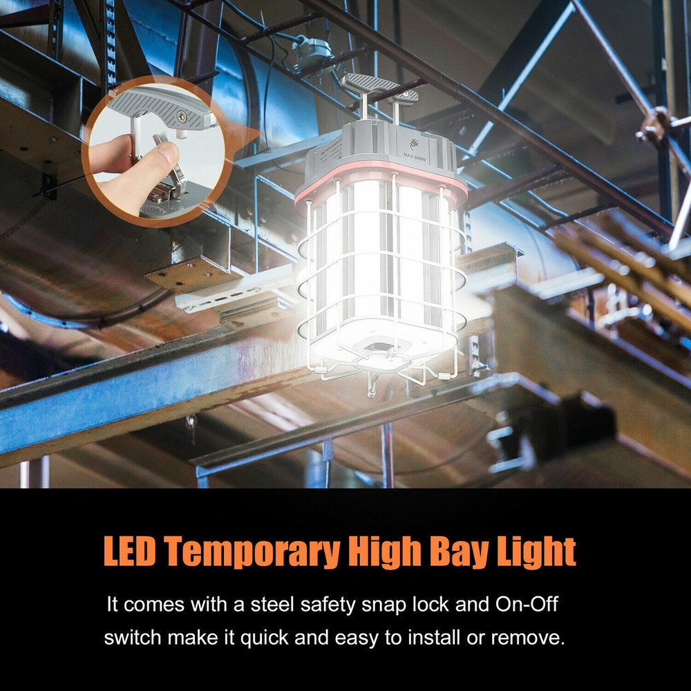 150W LED Construction Hanging Work Light Linkable Temporary Jobsite Lamp 5000K