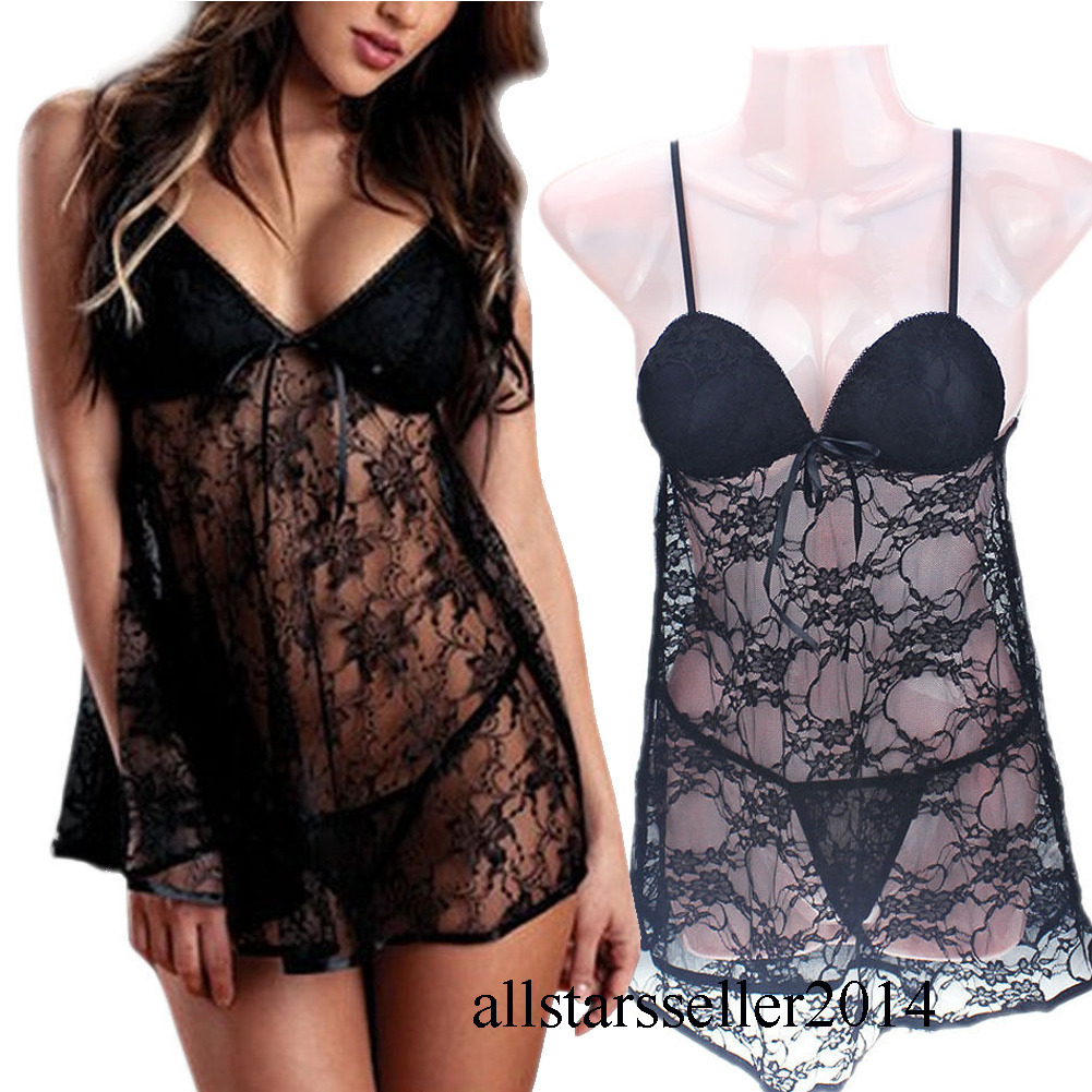 CLEARANCE-Sexy-Lingerie-Women-Lace-Dress-Underwear-Babydoll-Sleepwear-G-string