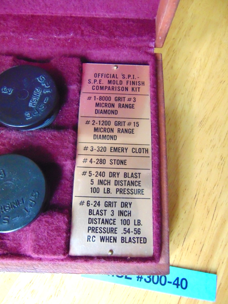 S.P.I. SPE Mold finish ground surface comparison samples profilimeter testing