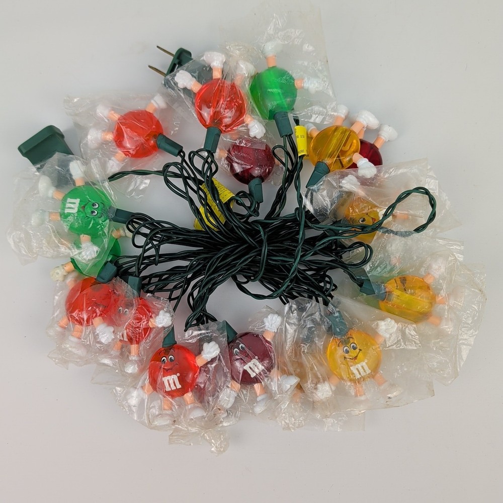 VTG M&M's STRING LIGHTS "Happy" 20 Light Set - 19 Foot String WORKING