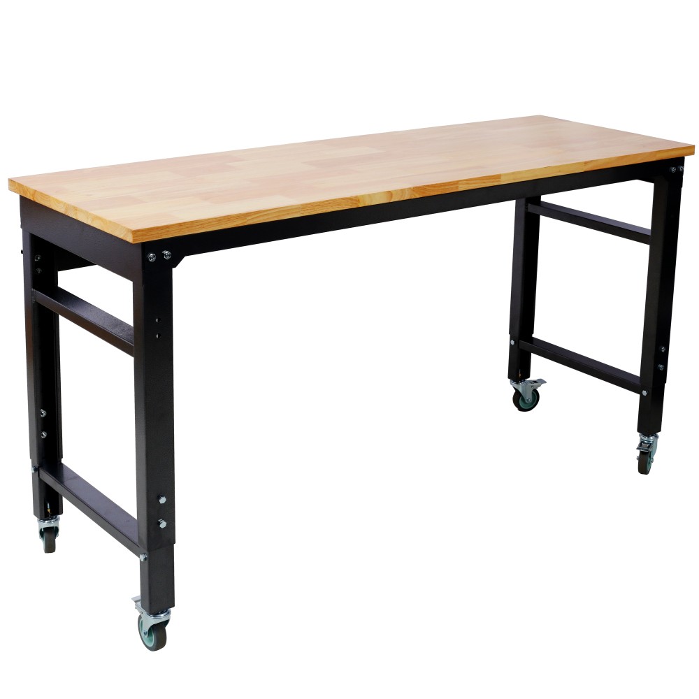 Heavy Duty Rolling Workbench, Locking Wheels Adjustable Height 60" Garage