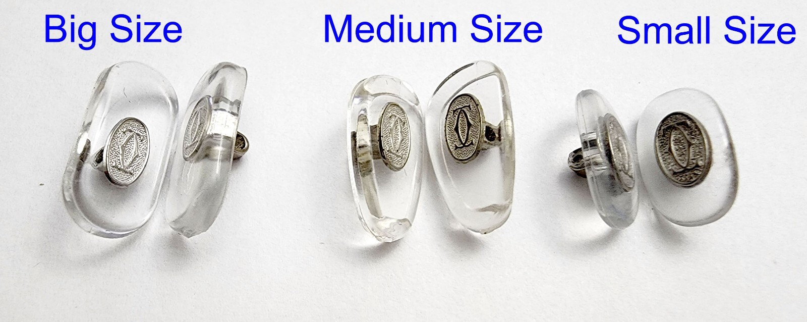 NEW! Cartier Glasses Nose Pads Replacement - Big Size Gold/Silver - 1 Pair