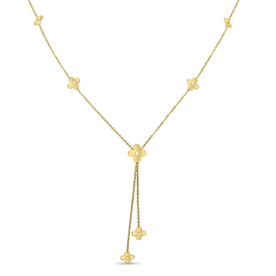 14K Yellow Gold 4 Leaf Clover Necklace