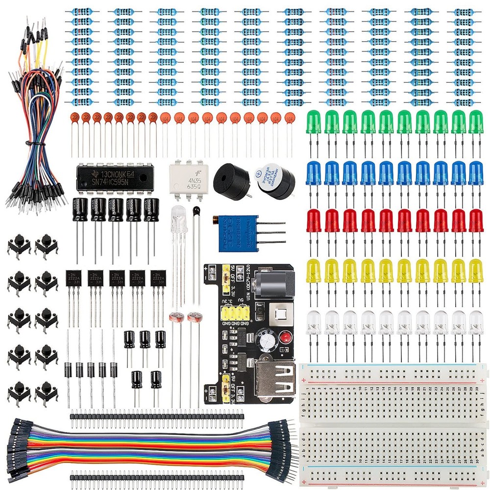 Smraza Basic Starter Kit with Breadboard, Power Supply, Jumper Wires, Resisto...