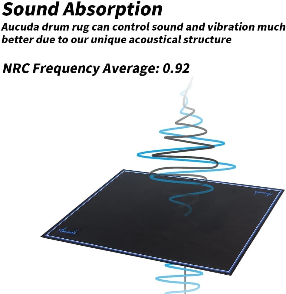 Aucuda Drum Rug 4x4ft Mat Outdoor, 4' x (Rectangular), Blue Borders