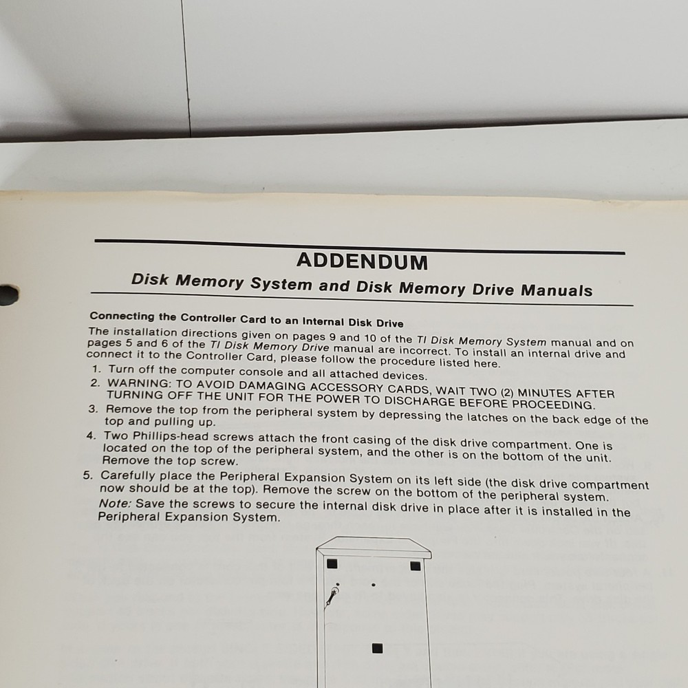 Texas Instruments TI Home Computer PHP1240 Disk Memory System Manual & Addendum