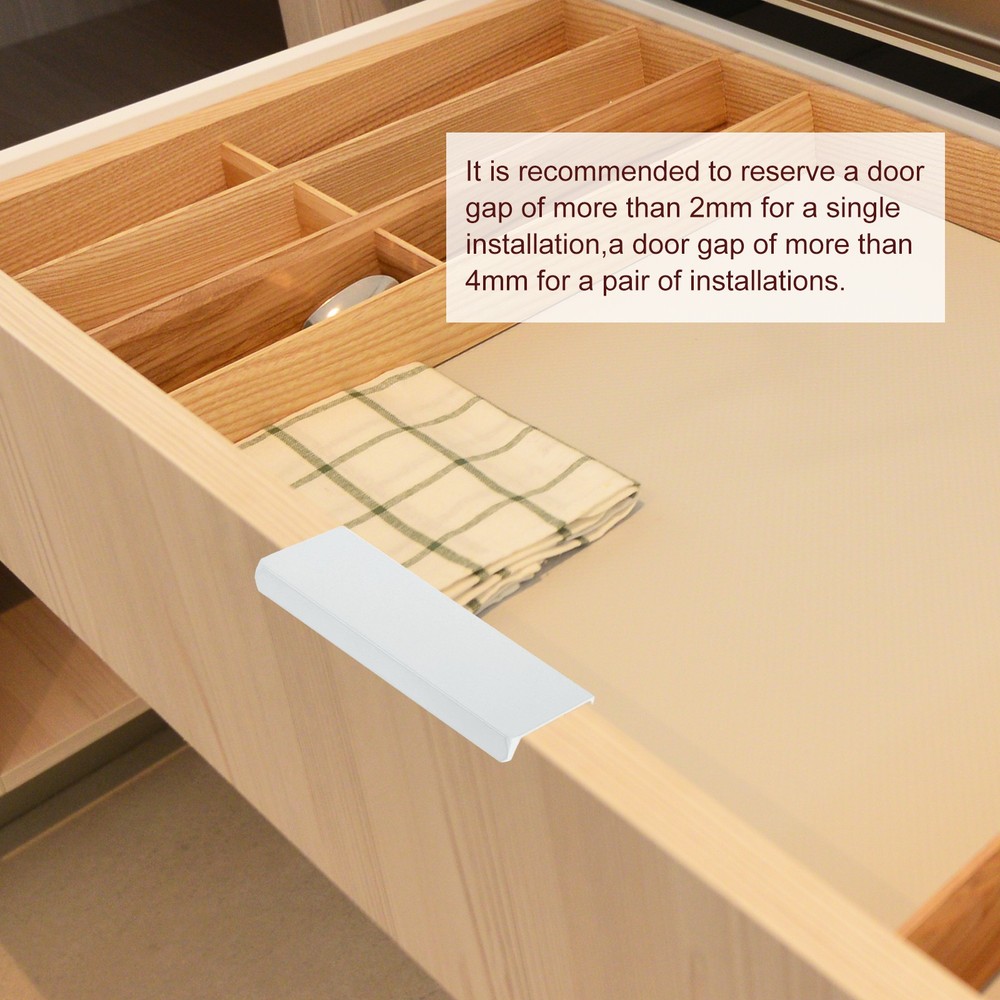 Cabinet Edge Finger Pull, 6pcs 80mm / 3.15" Hidden Cabinet Pulls, White