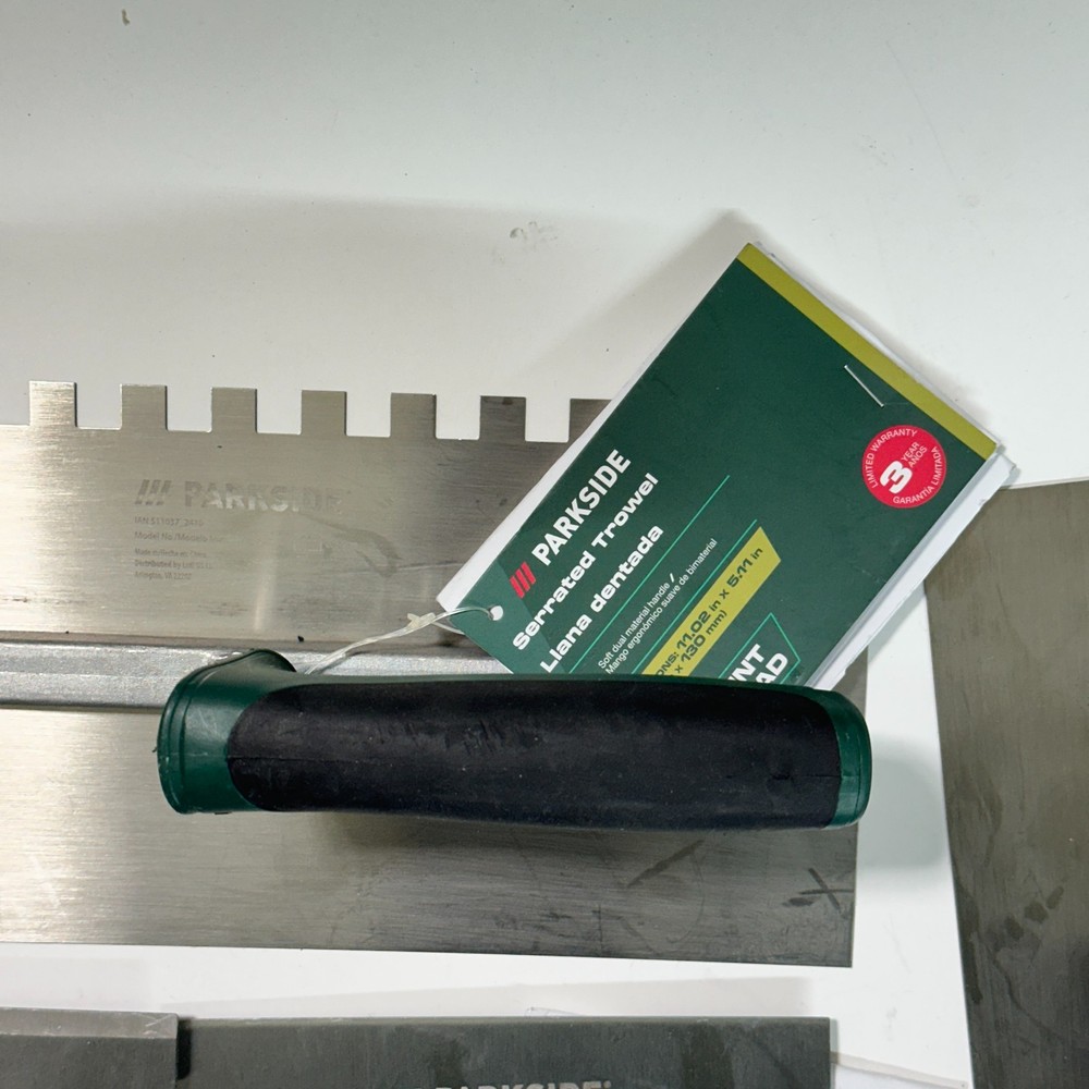 Parkside 4pc Trowel & Scraper Set - Joint Knife, Multi-Tool & Serrated Trowels