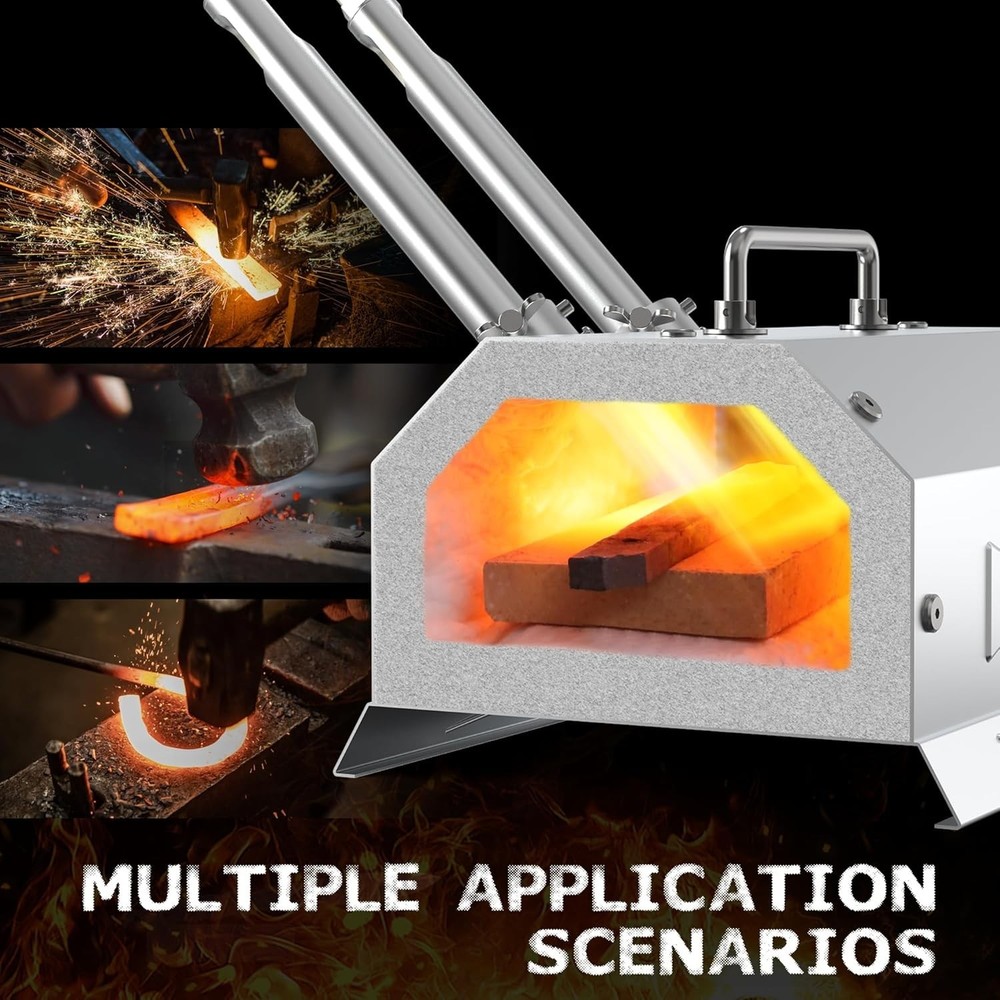 Double Burners Blacksmith Forge Starter Kit Stainless Steel 30PSI Regulator