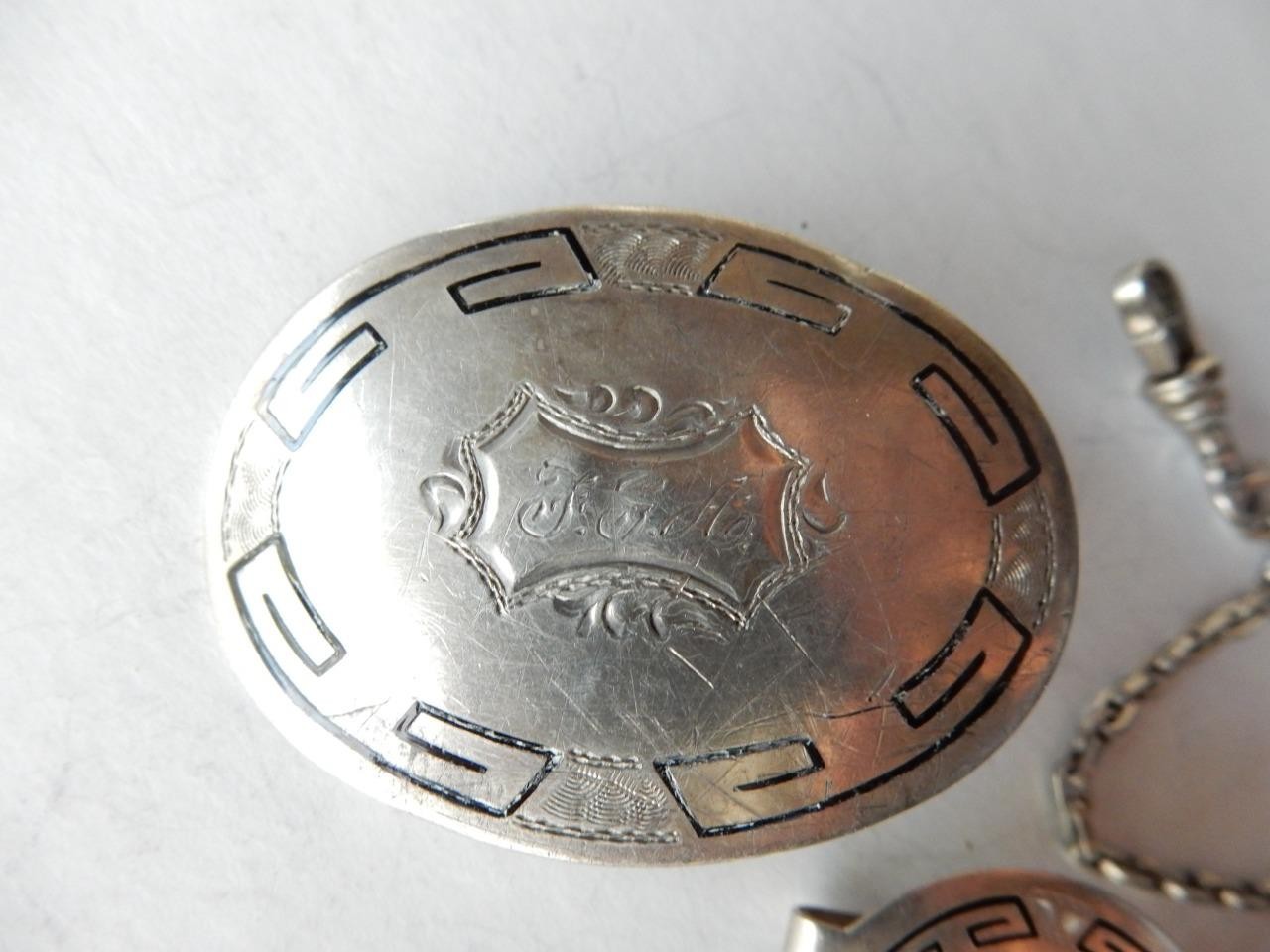 VINTAGE MARSH STERLING SILVER, BELT BUCKLE & WATCH FOB SET, F.G.A.