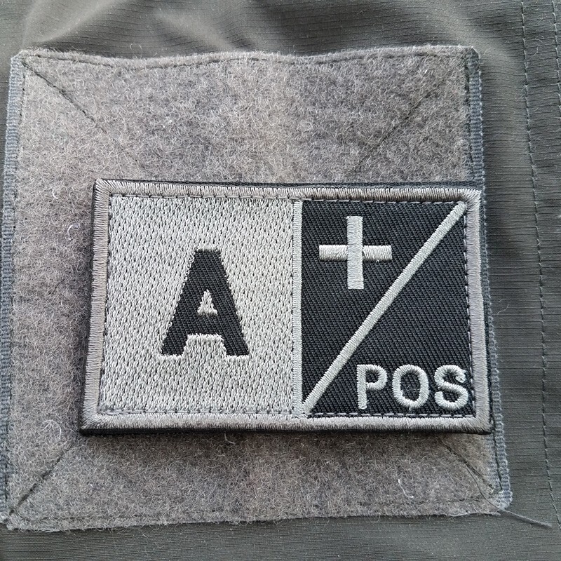 A+ / POS Postive Tactical Army Hook Loop Patch Embroidered Badge Gray Dark